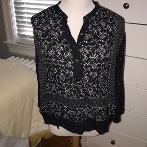 Dark blue, floral blouse